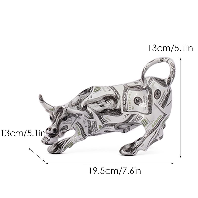 NORTHEUINS Resin Wall Street Bull Figurine Cattle OX Statue Market Miam Bull Home Feng Shui Art Official Desktop Decor Sculpture