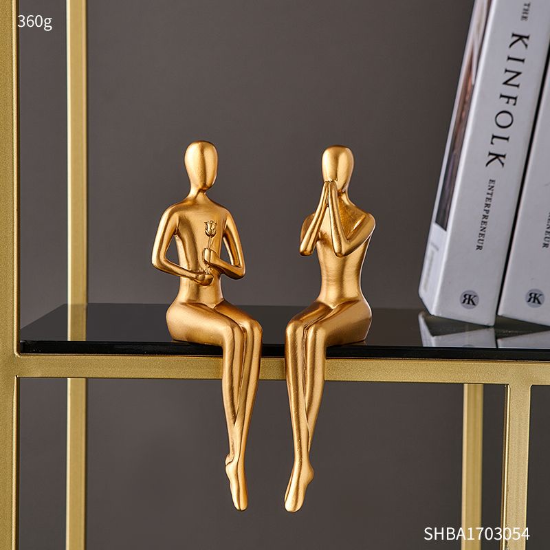 Abstract Golden Sculpture & Figurines for Interior Resin Figure Statue Modern Home Decor Desk Accessories Nordic Room Decoration