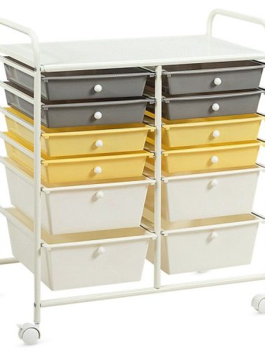 12 Drawers Rolling Cart Storage Scrapbook Paper Organizer Bins
