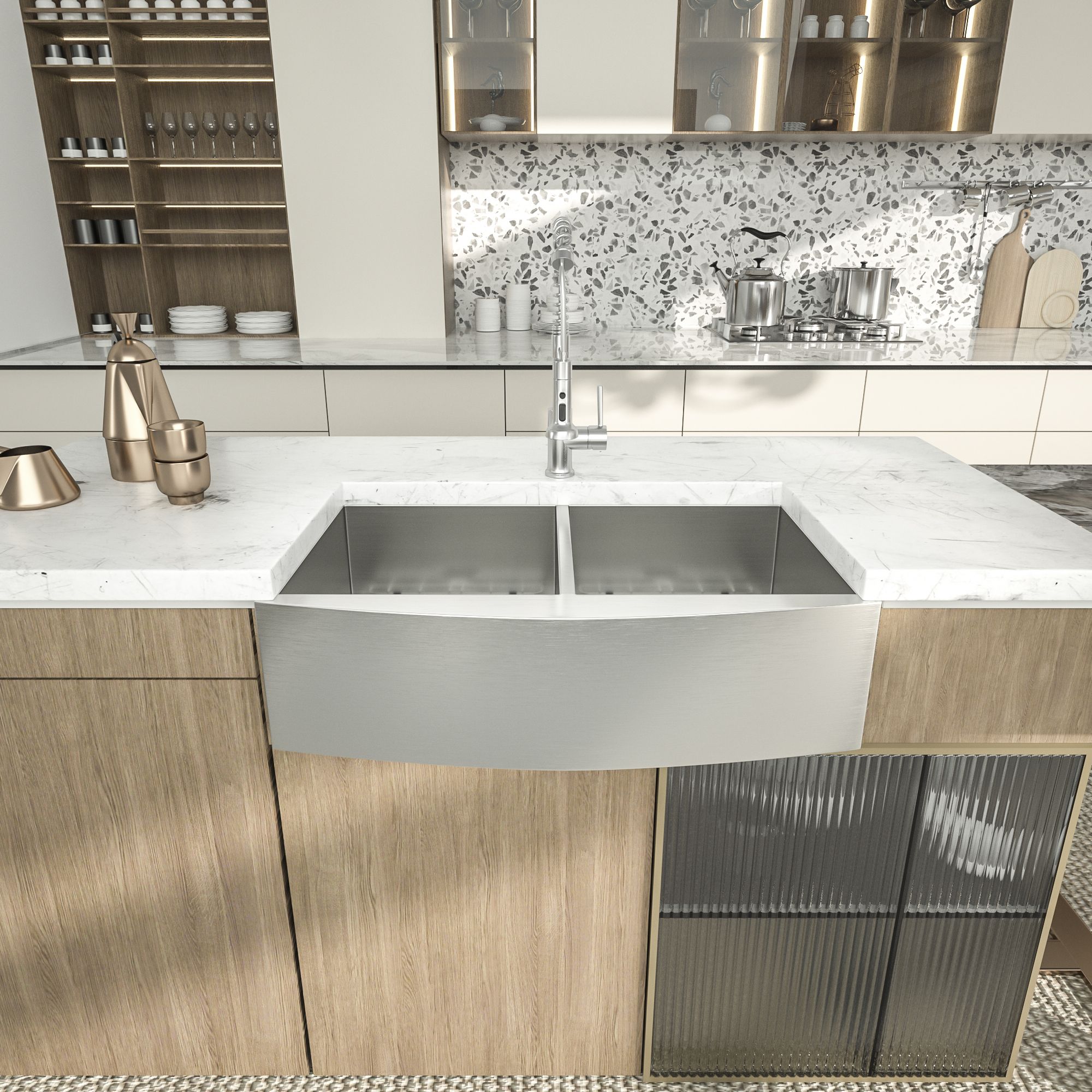 36 Inch Farmhouse Sink 18 Gauge Kitchen Sink Apron Front Double Bowl 50/50 Stainless Steel Sink