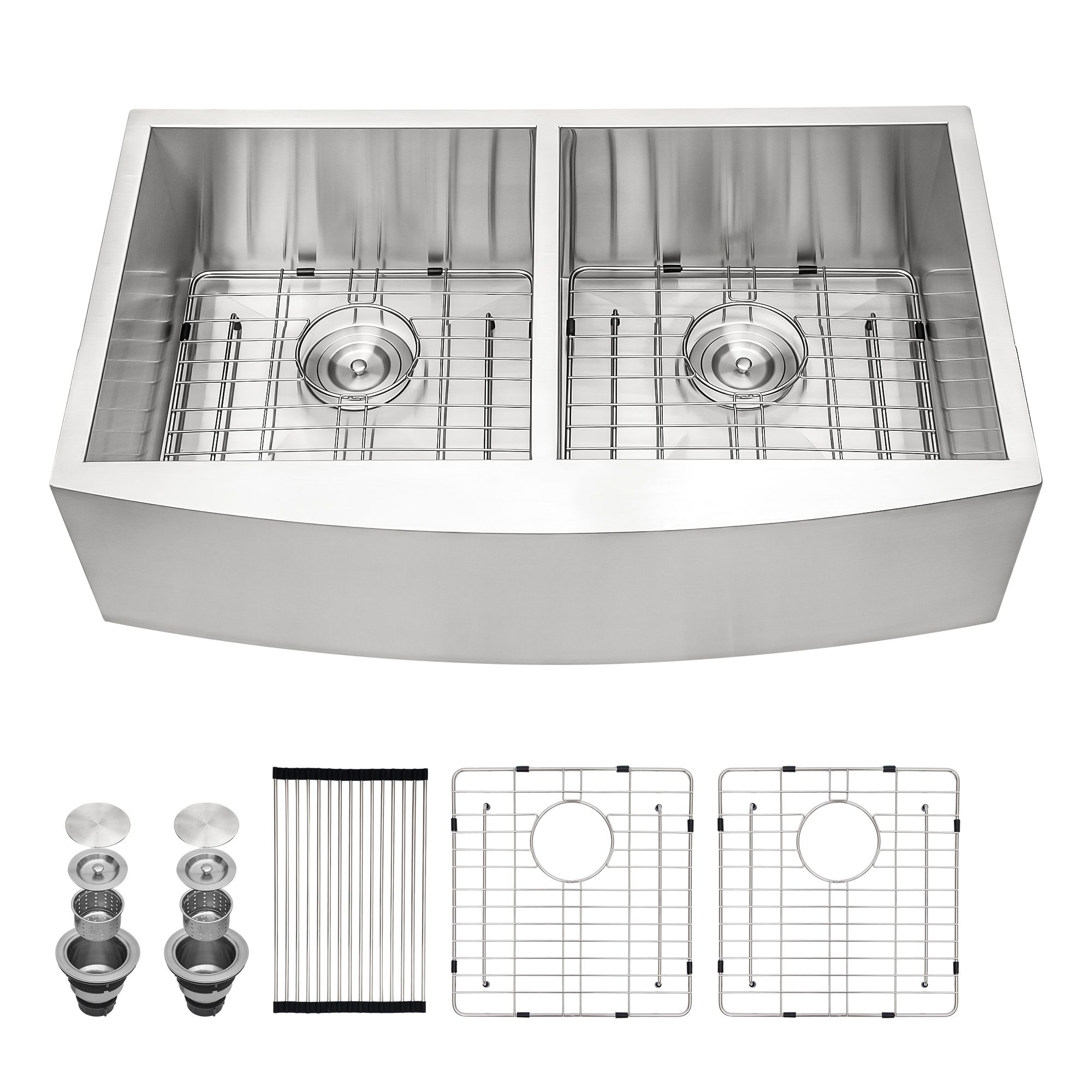 36 Inch Farmhouse Sink 18 Gauge Kitchen Sink Apron Front Double Bowl 50/50 Stainless Steel Sink