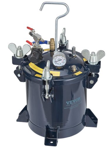 VEVOR 10L/2.5gal Spray Paint Pressure Pot Tank, 70PSI Max Air Paint Pressure Pot, Metal Rack and Leak Repair Sealant for Industry Home Decor Architecture Construction Automotive Painting