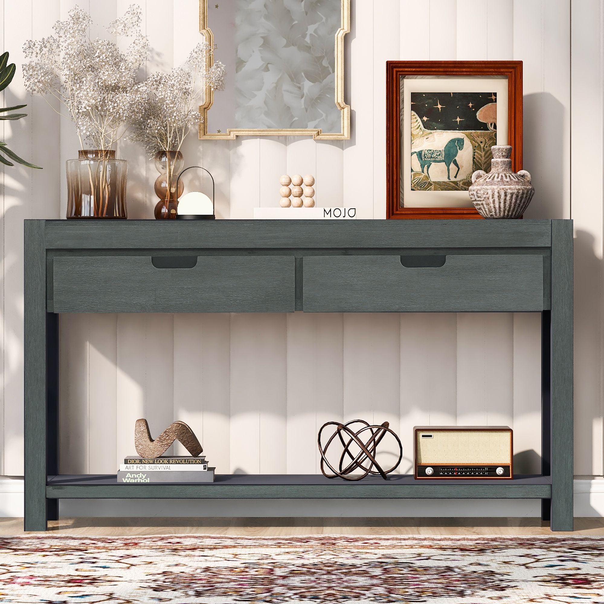 Console Table Entryway Table for Hallway Living Room with 2 Drawers and 1 Shelf