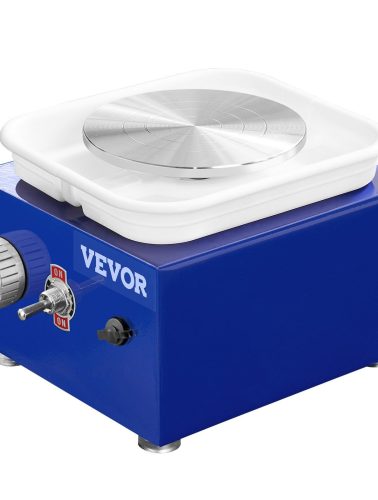 Mini Pottery Wheel, for Kids or Beginners, 2 Turntables 2.6in/3.9in Ceramic Wheel Machine, Adjustable 0-300RPM Speed ABS Detachable Basin, 17 Pottery Accessories, Work Art Craft DIY, 30W, Blue