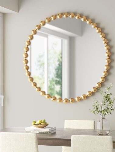 Beaded Round Wall Mirror 36"D