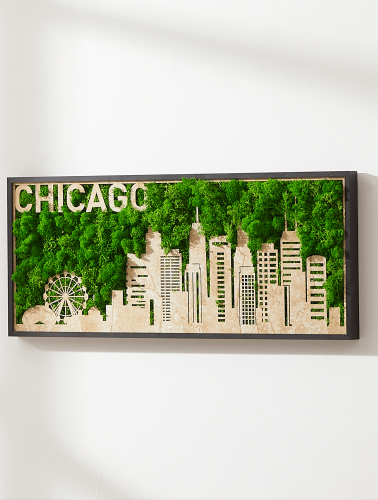 Chicago Moss City Silhouette Metal Wall Art