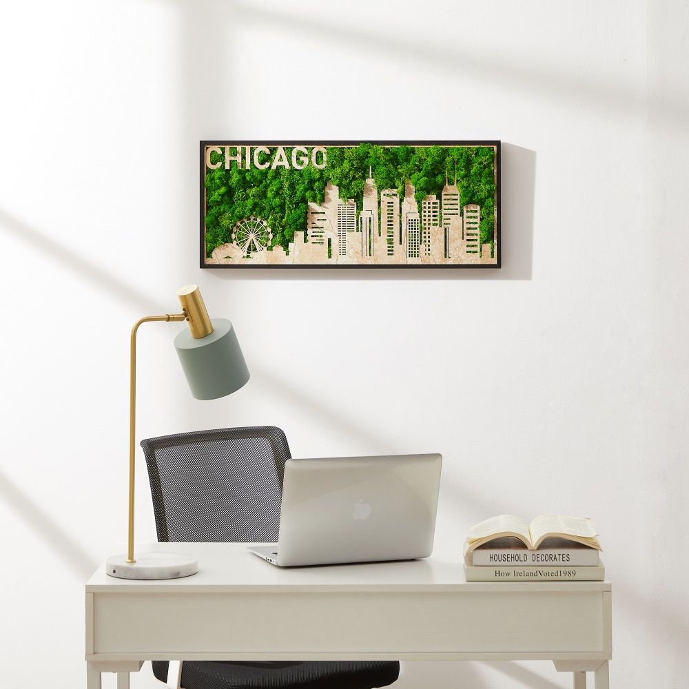 Chicago Moss City Silhouette Metal Wall Art